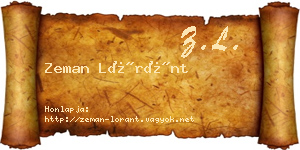 Zeman Lóránt névjegykártya